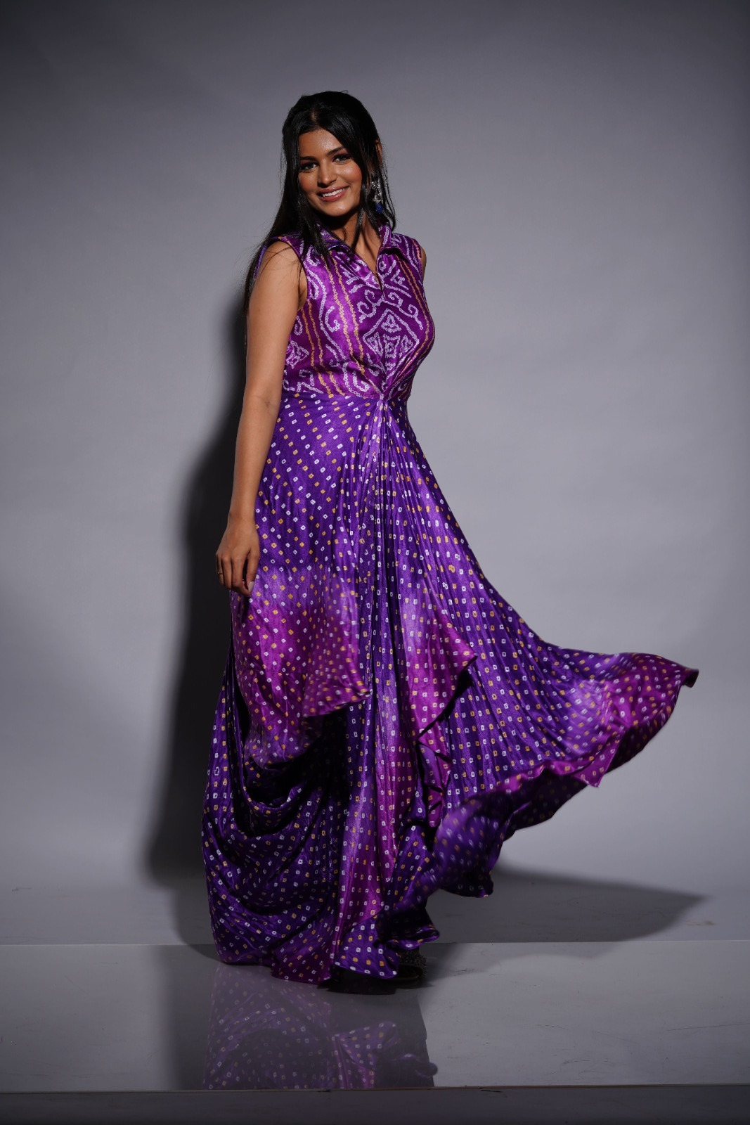 Purple Bandhani Cowl Gown – Rasberry Fashion
